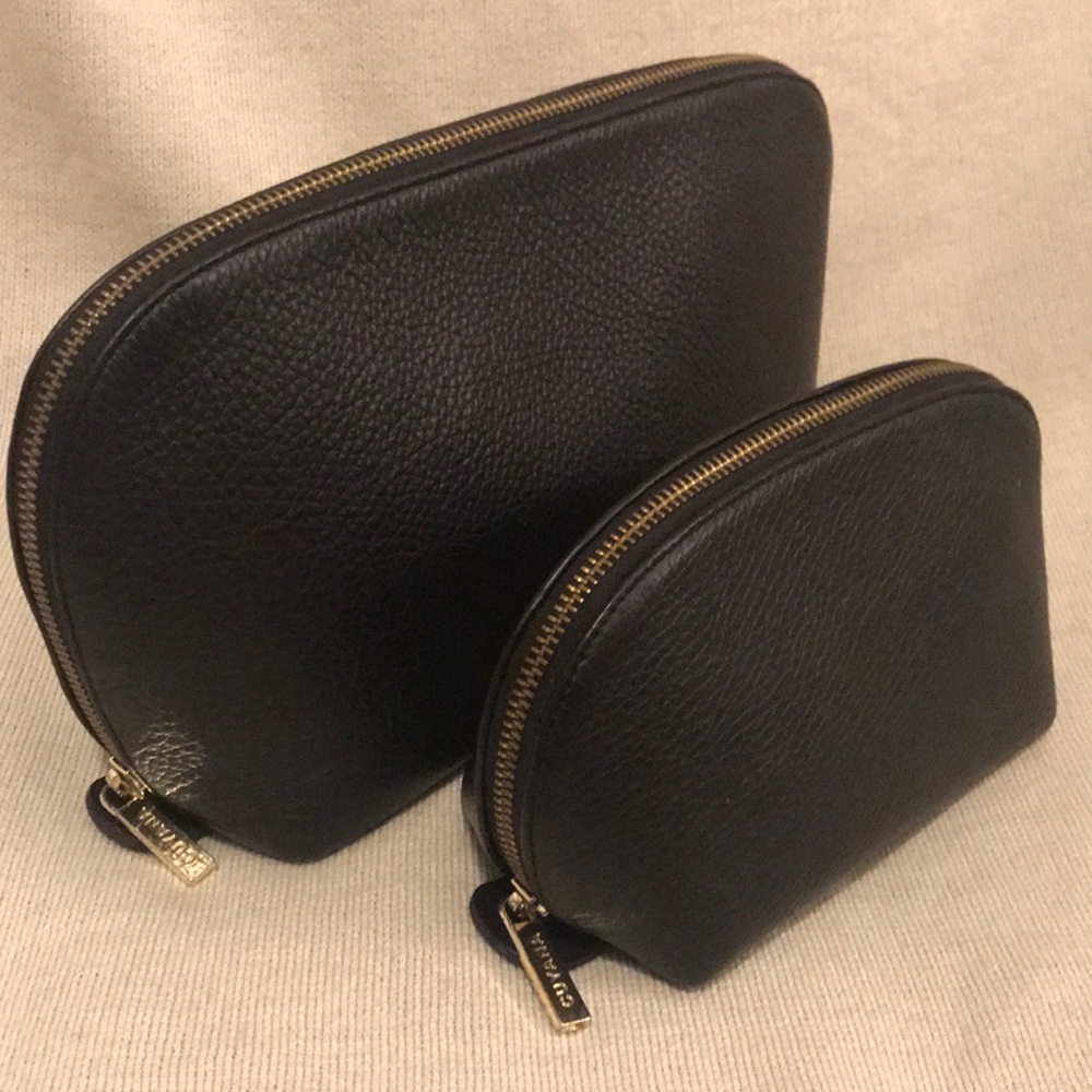 Cuyana Leather Travel Case Set Black